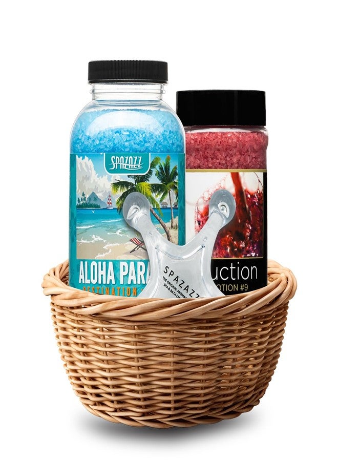 Spazazz Spa Aromatherapy Crystals for Hot Tub -Couple Gift set for Valentine & Anniversaries. Love Potion #9 Seduction 17oz -Destinations Hawaii Aloha Paradise 22oz with 5 Point Full Body Massage Tool - Image 3